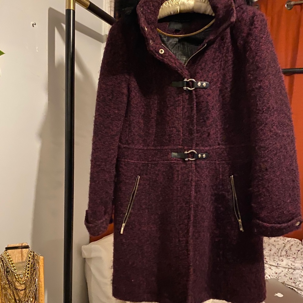 Ivanka Trump Coat Wool Blend Faux Fur Collar